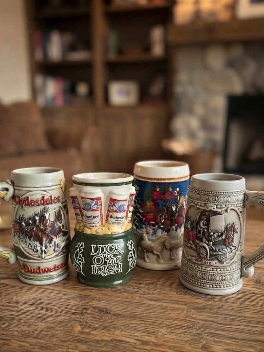 Lot of 4 Vintage Beer Steins- Budweiser & Coors Collectibles